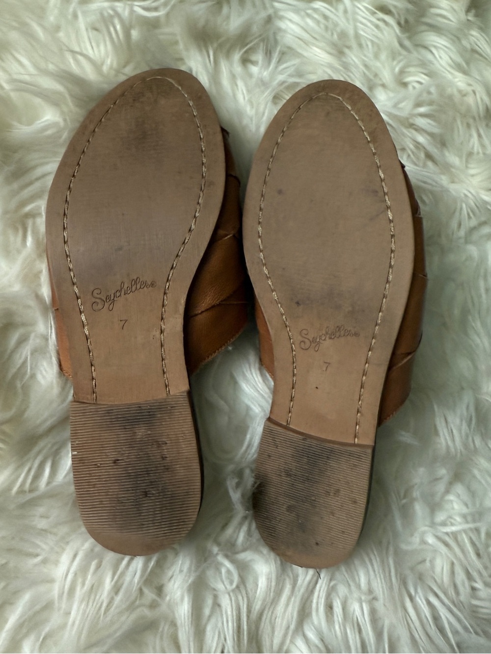 Seychelles Tan Leather Woven Mules - Picture 6 of 9